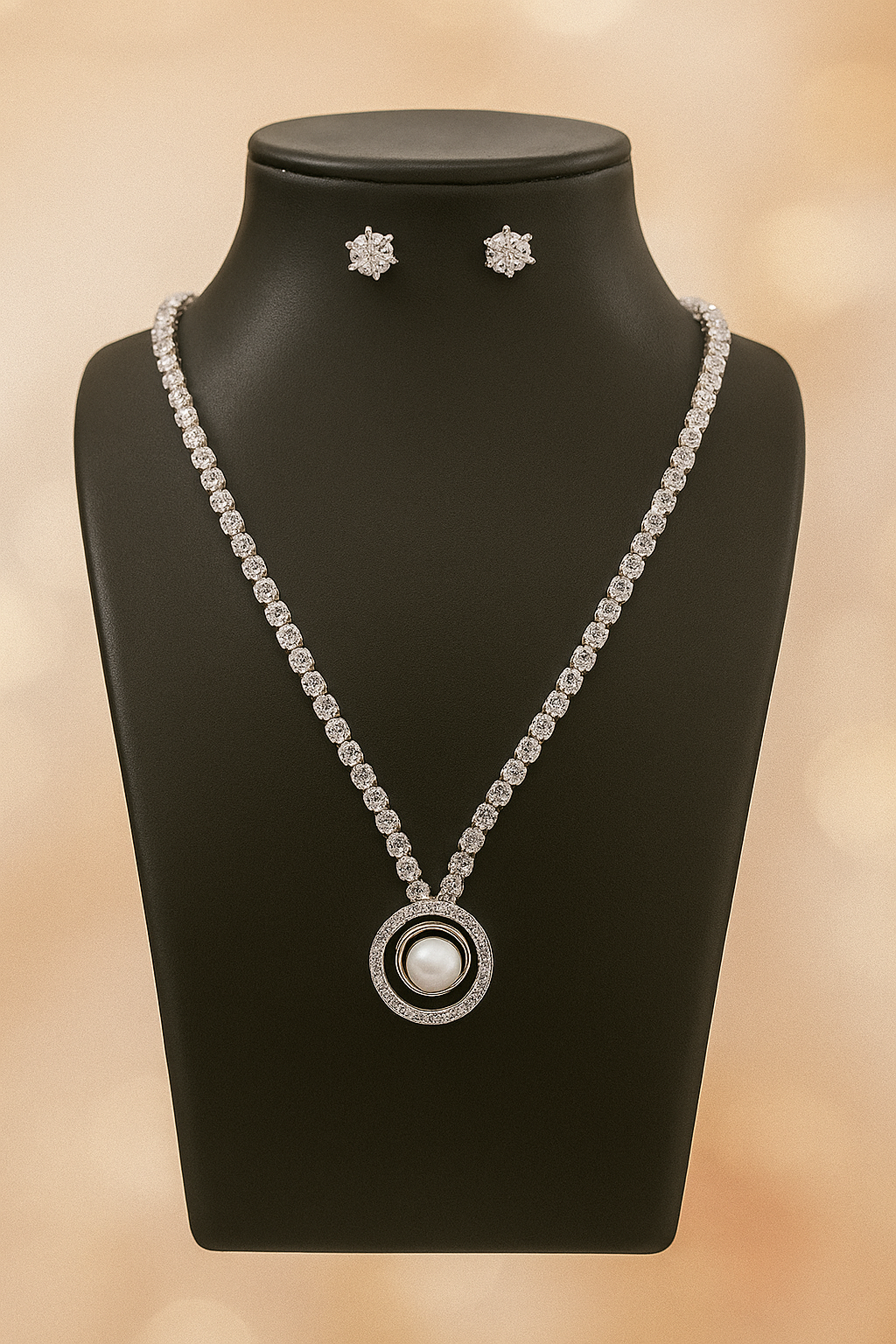 Elega Pearl & Diamond-Look Necklace Set | Premium Party Wear Jewellery for Women – PEARLO’S