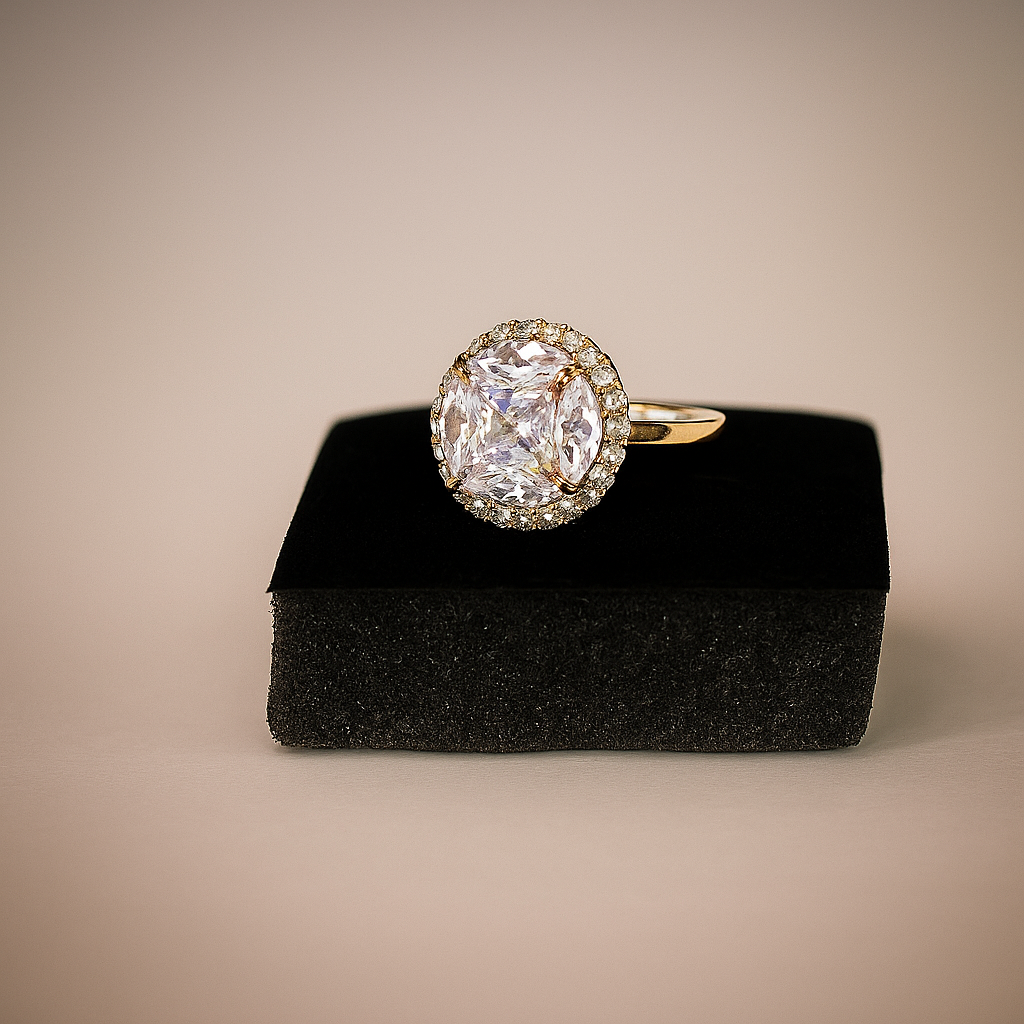 Cushion Cut AD Diamond Ring for Women | Pearlo’s Elegant Solitaire Ring