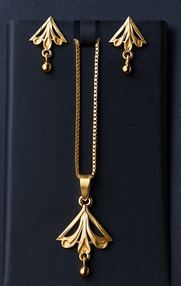 Gold-Plated Designer Pendant Set with Matching Earrings | Elegant Daily & Party Wear Jewelry