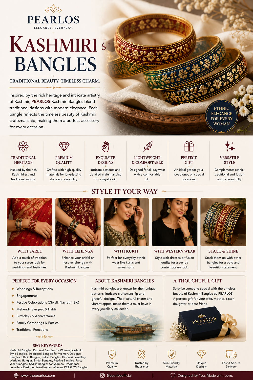 Kashmiri Bangles for Women | PEARLOS | Traditional Elegance with