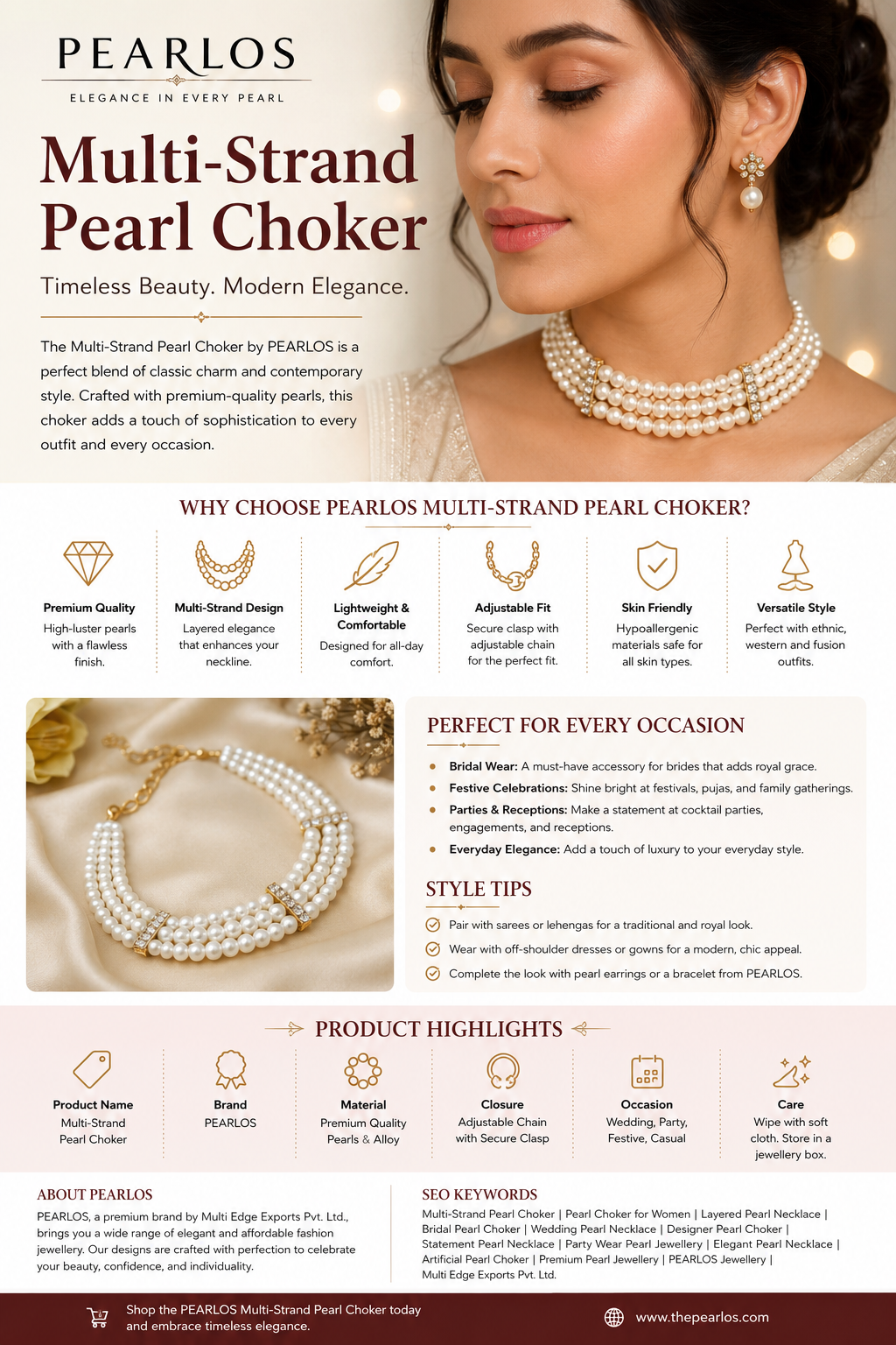 Multi-Strand Pearl Choker | PEARLOS