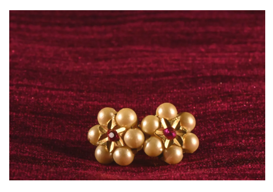 Golden Floral Stud Earrings for Women