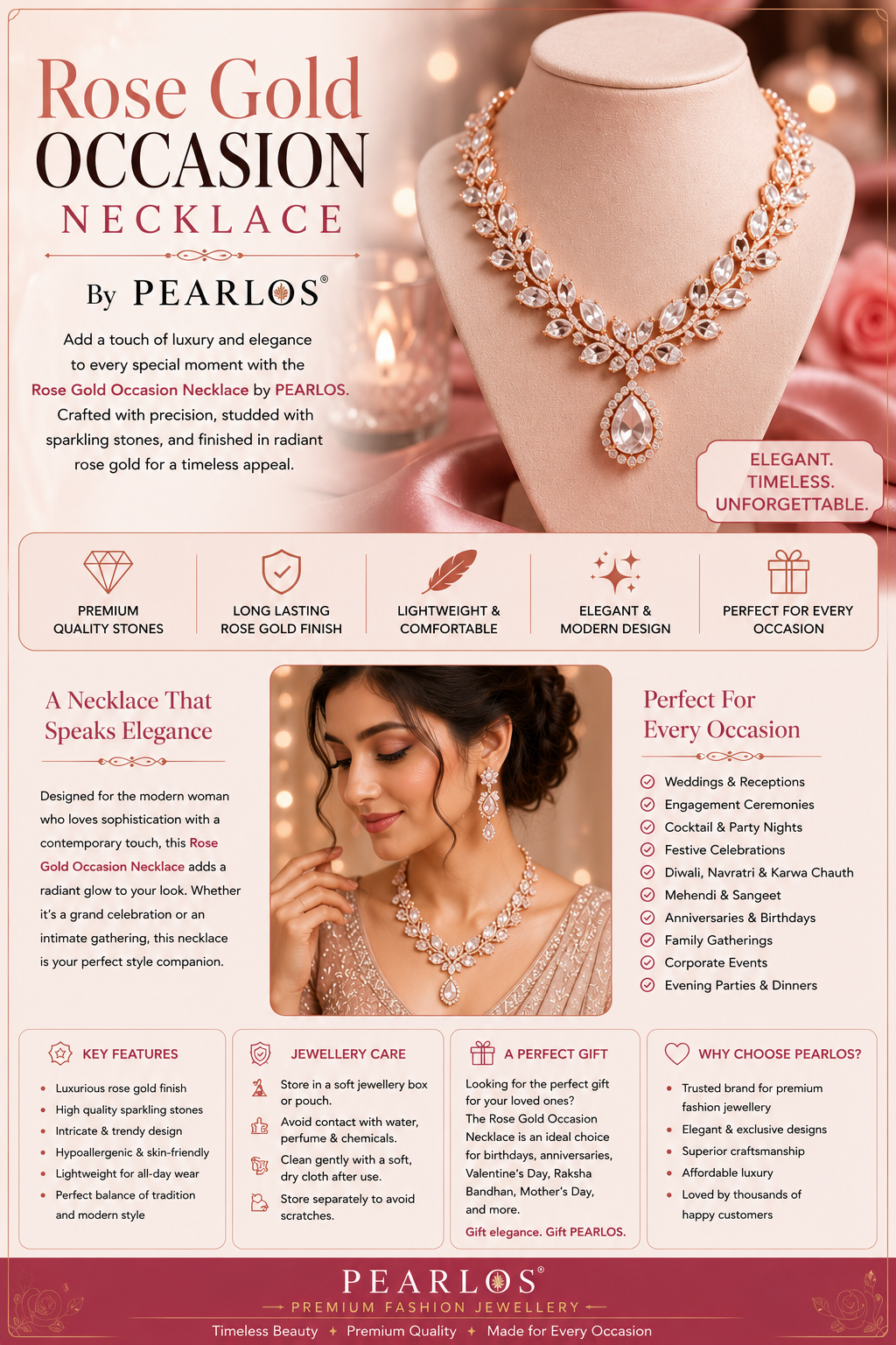 Rose Gold Occasion Necklace | PEARLOS