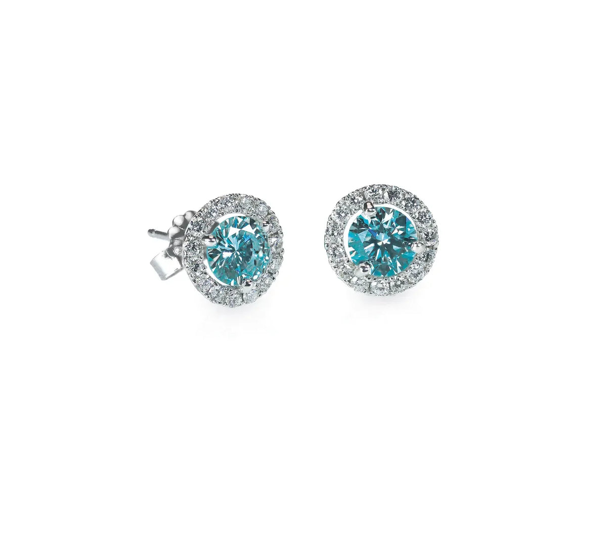 Blue & Silver Crystal Stud Earrings
