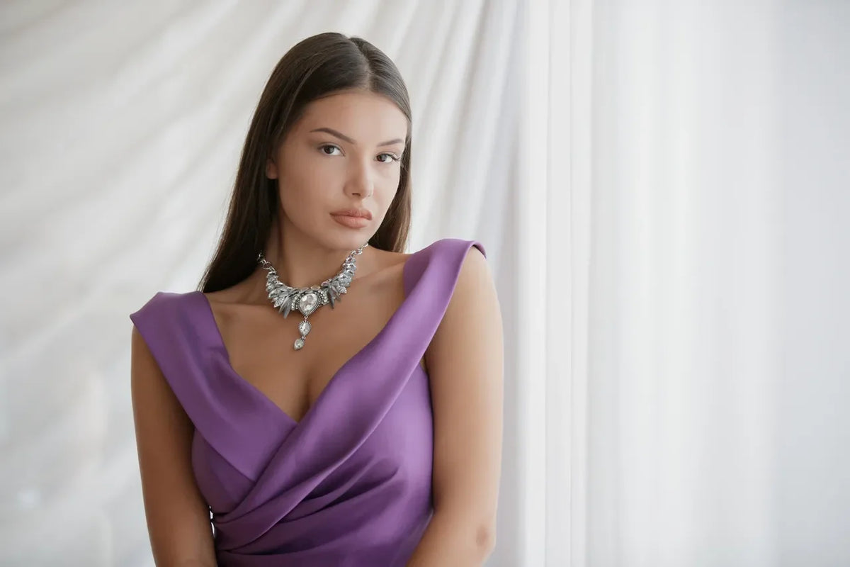 Purple Crystal Necklace Set for Women | PEARLOS