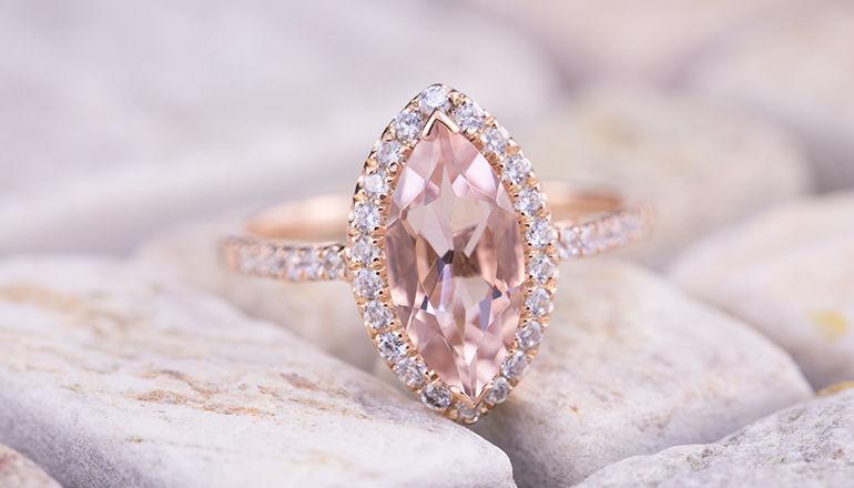 Ring Rose Gold Finish with Pink Crystal
