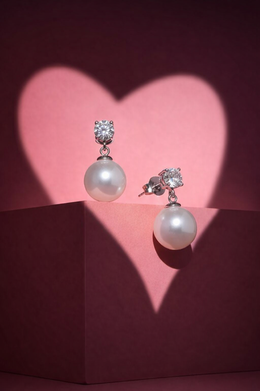 Elegant Crystal & Faux Pearl Drop Earrings