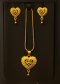 Gold-Plated Heart Pendant & Earrings Set – Elegant Daily Wear Jewellery for Women|PEARLOS|