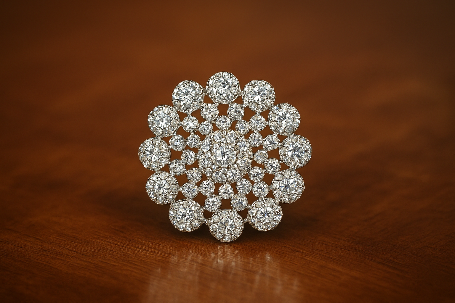 Luxury Floral Cluster Diamond-Finish Cocktail Ring – Premium Bridal & Party Wear |PEARLOS|