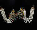 Traditional Gold Plated Jhumka Earrings with Pearl Chain & Multi-Color Stones |PEARLOS|