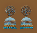 Antique Gold & Blue Enamel Jhumka Earrings | Traditional Indian Drop Jhumki | |PEARLOS|