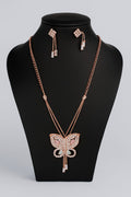 Rose Gold Butterfly Pendant Set | Crystal Jewellery for Girls | PEARLO’S