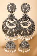 Antique Silver Oxidized Jhumka Earrings for Women | Traditional Ethnic Dangler Earrings with Pearl Drops ||PEARLOS|