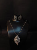 CZ Diamond Pendant Set with Earrings | Silver Plated Wedding Jewelry | |PEARLOS|