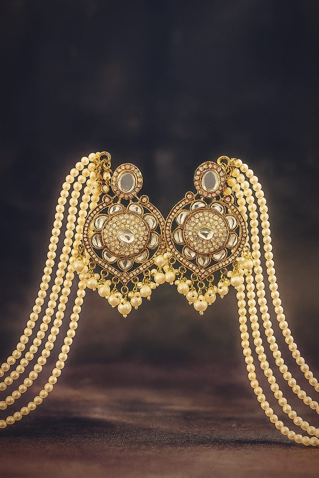 Premium Kundan Pearl Bridal Earrings – Traditional Multilayer Long Earrings for Women | PEARLOS|