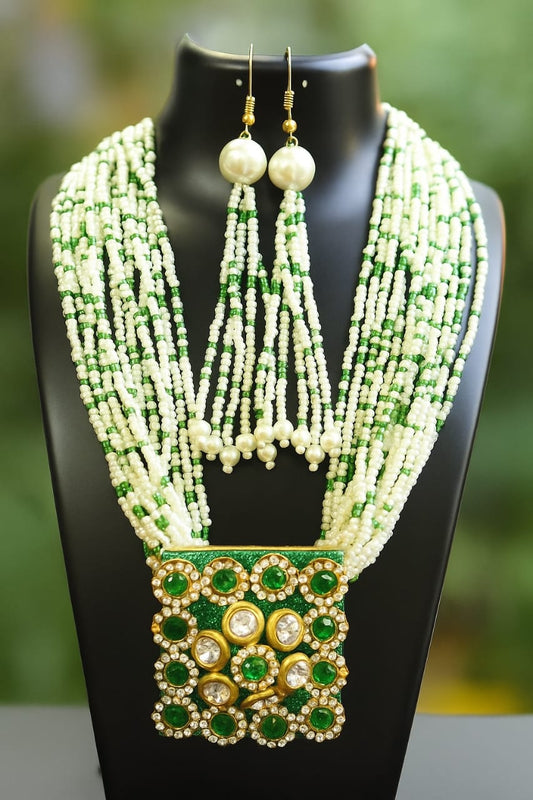 Multi-Color Beaded Temple Jewelry Set | Statement Gold-Toned Choker