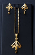 Gold-Plated Designer Pendant Set with Matching Earrings | Elegant Daily & Party Wear Jewelry||PEARLOS|