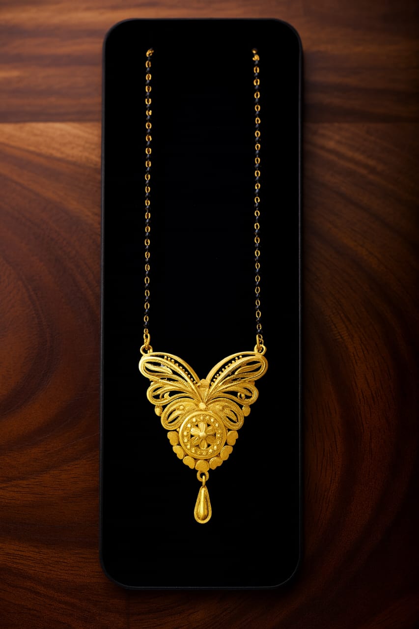 Elegant Gold Butterfly Mangalsutra Pendant – Traditional & Stylish Design