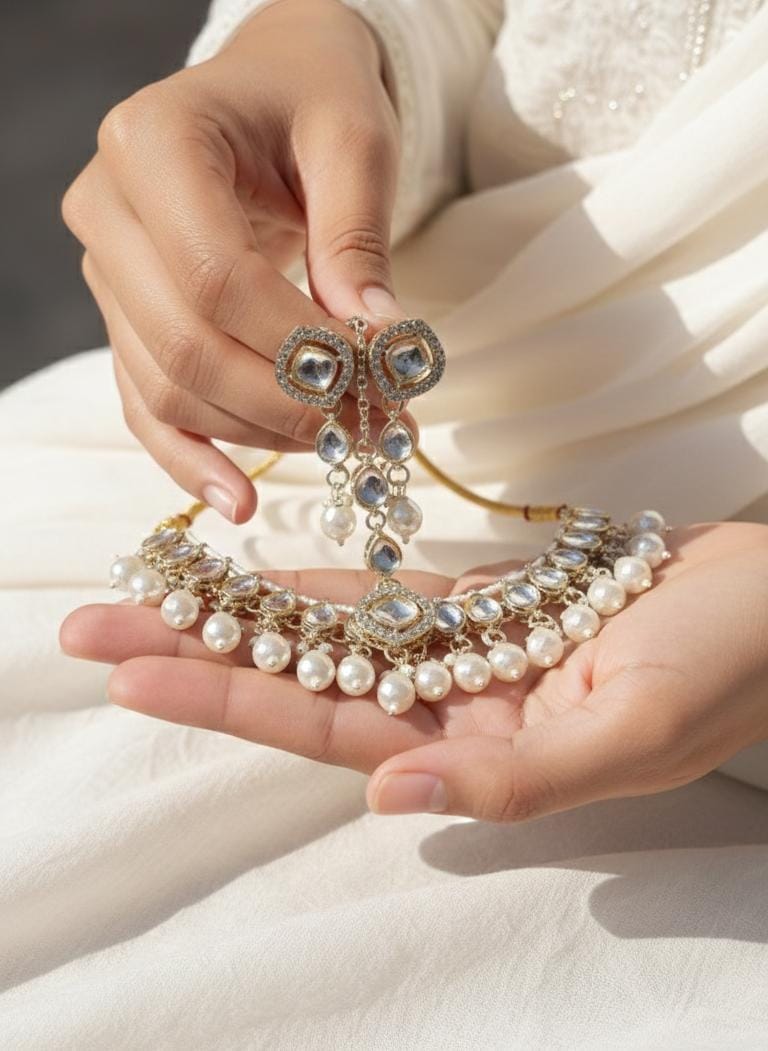 Pearl Kundan Bridal Necklace| PEARLOS