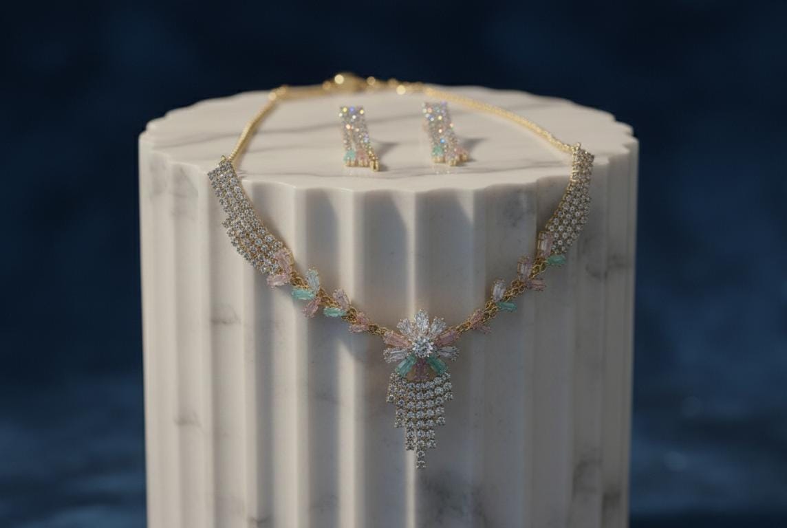 Rose Gold Floral Choker Necklace |PEARLOS