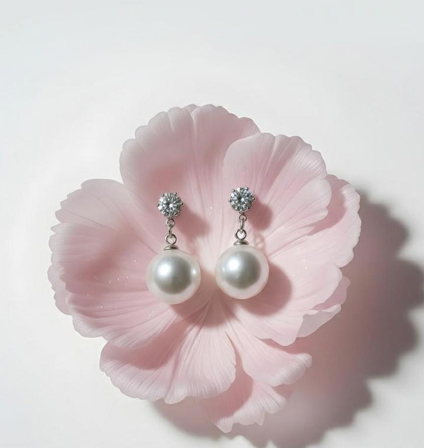 Elegant Crystal & Faux Pearl Drop Earrings |PEARLOS|