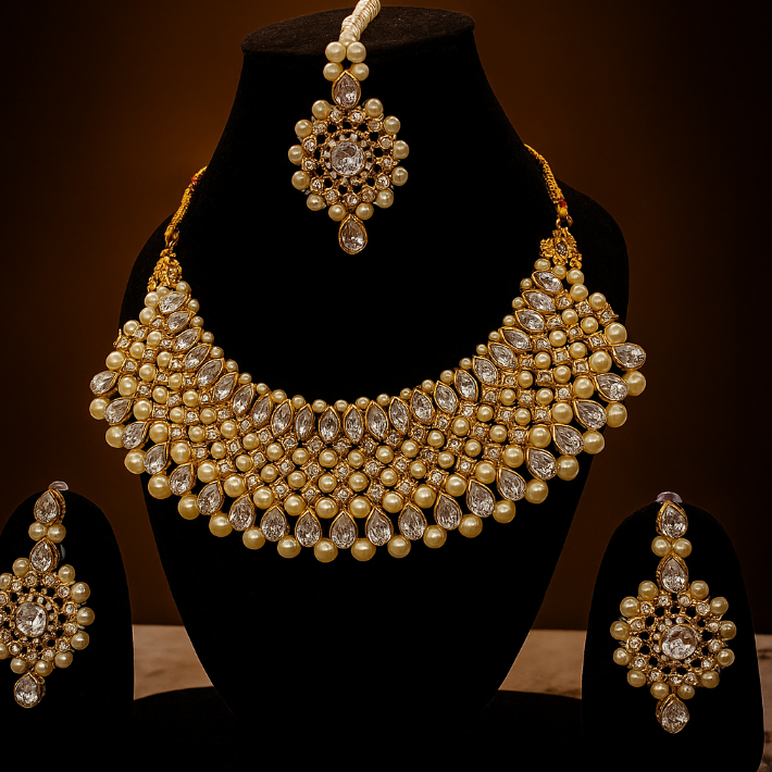 White Pearl Bridal Jewellery Set | Wedding Pearl Necklace | PEARLO’S