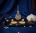 Royal Pearl Chandbali Earrings & Maang Tikka Set – Antique Gold Finish |PEARLOS|