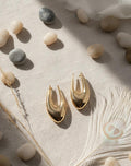 Modern Gold-Plated Teardrop Stud Earrings – Sleek Minimal Statement Design | PEARLOS |