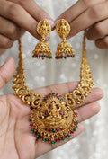 Temple Jewellery Necklace Set with Lakshmi Pendant | PEARLOS